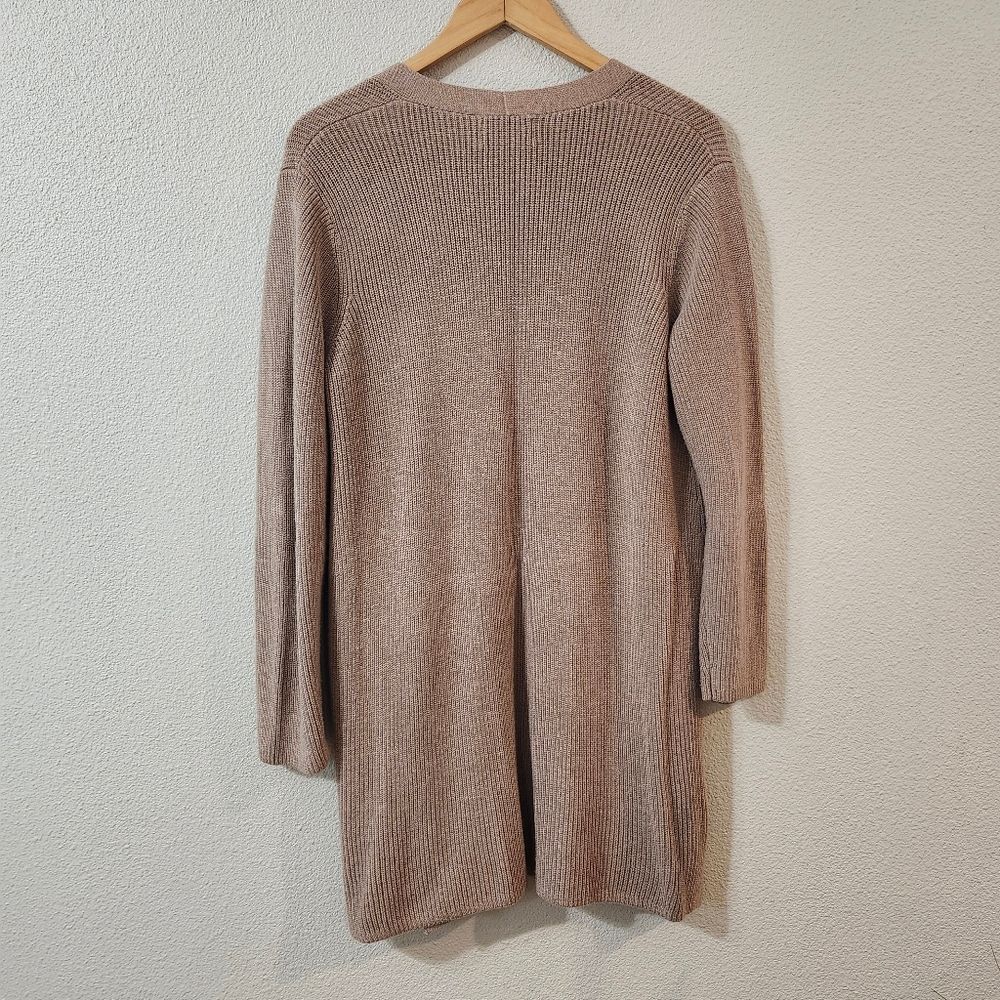 Open Front Longline Ribbed Cozy Cotton Blend Cardigan Sweater Large - Picture 5 of 13